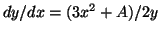 $dy/dx=(3x^2+A)/2y$